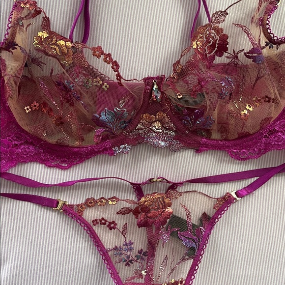 Honey Birdette rare Whitney Rainbow  bra and thong set - Picture 1 of 13
